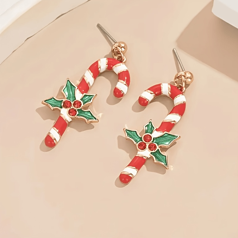 European American Christmas Crutch Earrings, Stylish Design